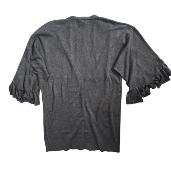Max Studio Knit Long Roomy Sweater Wrap Large Pin Closure Flutter Sleeves Small - Picture 7 of 16